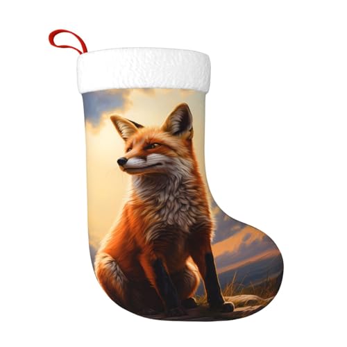 AKGFFDS Calcetines decorativos de Navidad con estampado de zorro de nieve en la colina, suaves y cómodos, no se decoloran, adecuados para fiestas de Halloween, fiestas y chimeneas