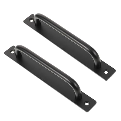 Frcolor 2個 アルミ合製ドアハンドル ブラック 耐摩耗性 取り付け簡単 省スペース設計 スライディングドア ゲート 家具用交換用取手