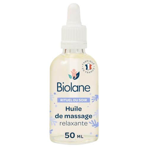 BIOLANE Massageöl – Baby – Entspannung – entspannender und beruhigender Duft – 99% natürliche Inhaltsstoffe – 50 ml – hergestellt in Frankreich, weiß, 50,00 ml (1 Stück)
