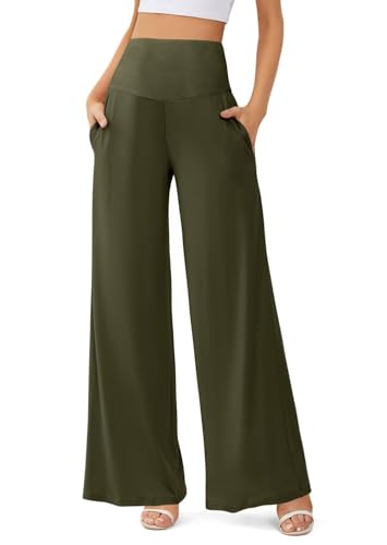 JZC Women's Palazzo Lounge Pants Casual Wide Leg Pants High Waist Flowy Toursers with Pockets