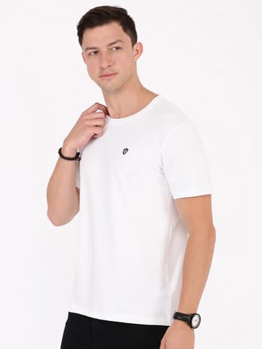 Image of Macroman M-Series Smartz Basics Half Sleeve Round Neck Stretch T-Shirt for Men, Cotton Blend (Pack of 1)