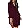 QACOHU Vestidos femininos 2025 gola V primavera verão babados manga longa simples casual solto outono inverno vestido turno turno, Vinho X-tinto, P