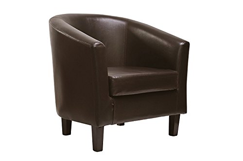 Faux Leather Tub Chair Armchair club Chair for Dining Living Room & Cafe [Black* Brown* Cream* Red*] (brown)
