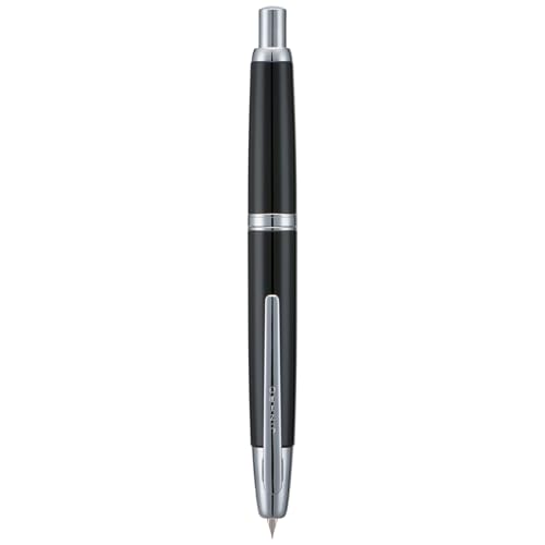 Jinhao 10 Series Press Fountain Pen Piano Black Retractable Fine Nib with Ink Converter and Metal Pen Box Set (Silver Clip Version)