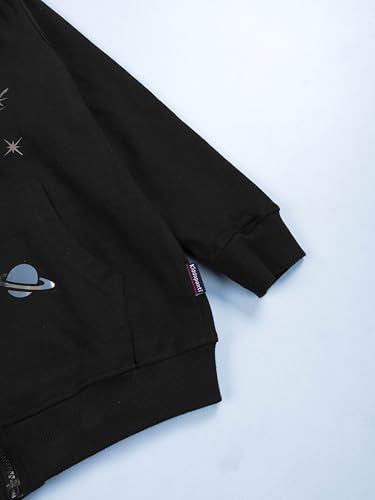 Image of KiddoPanti Boys Solid Cotton Full Sleeve Zip-Up Front Open Hooded Sweatshirt