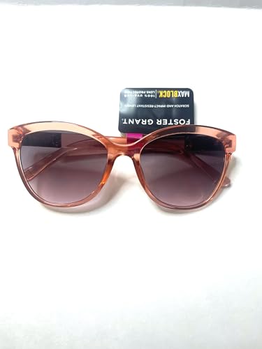 Foster Grant max block sunglasses. scratch and impact resistant lenses. Dusty pink orange color. Oversized shape for maximum coverage.NS09213