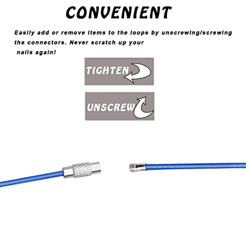 CKANDAY 30 Pcs Colored Nylon Coated Stainless Steel Metal Wire Keychains, 3 Sizes 4" 6" 7.8" Cable Keyrings 2mm Key Rings Loops with Stainless Steel Connecter for Hiking Luggage ID Tags -5 Colors