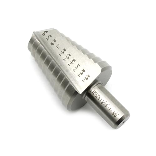 Image of TEMO M35 Cobalt Double Straight Flute Step Drill Unibit, 10 Size From 13 /16 Inch To 1-3 /8 Inch, 1 /2 Inch Shank