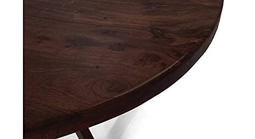 Image of Sheesham Teak Wood 4 Seater Round Dining Table with Chairs Set | Wooden 4 Seater Round Dining Table | 4 Seater Dining Table Set | Dining Room Set | Walnut