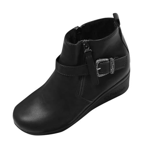 Bottines double fermeture éclair femme en daim avec talon compensé stable