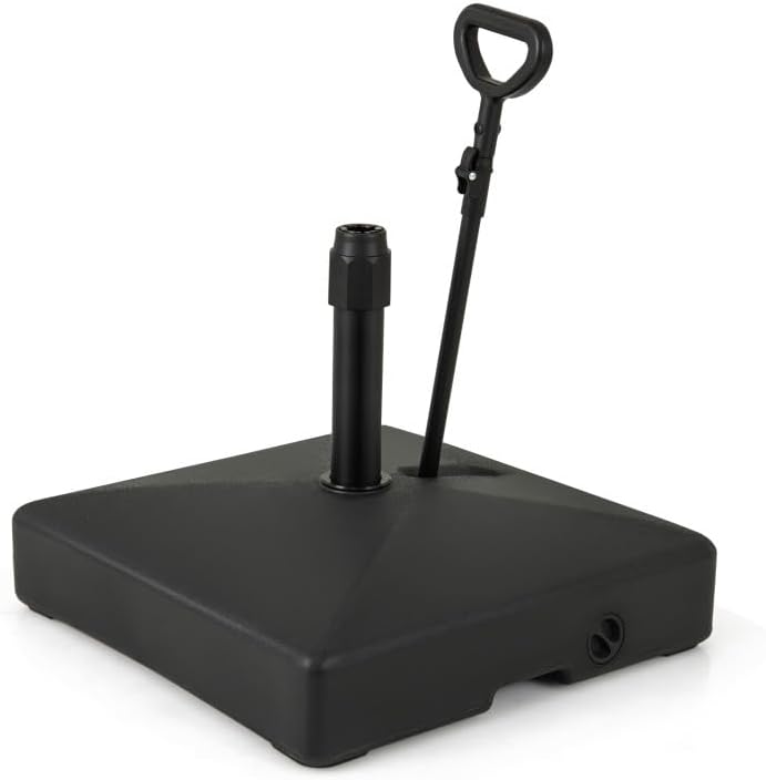 MONDAWE 132LBS Patio Umbrella Base with Wheels Outdoor Market Table Umbrella Stand with Handle Water and Sand Fillable for 1.5"-1.9" Poles Backyard Garden,Black