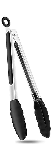 Kitchen Tongs for Cooking 7 Inch Stainless Steel Silicone Tongs for Cooking, Serving, Barbecue, Salad, Buffet