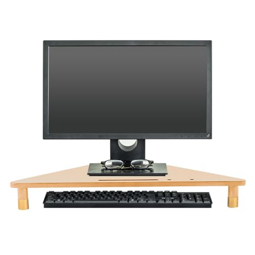Soporte triangular para monitor de escritorio, elevador de pantalla ergonómico de madera maciza con ranura para bolígrafo, estante de almacenamiento multifuncional para mesa de oficina en casa.