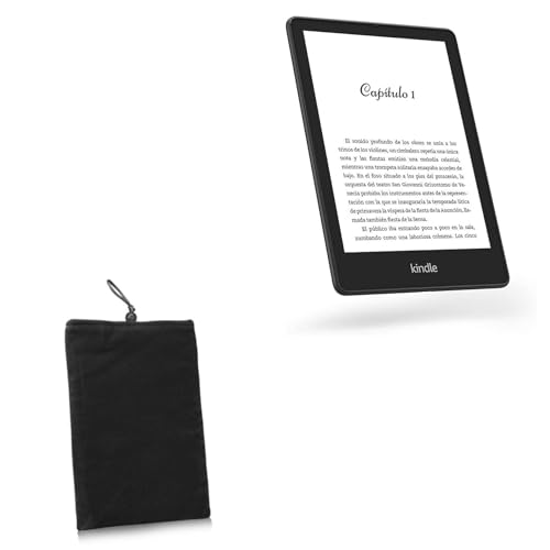 BoxWave Case Compatible with Amazon Kindle Paperwhite Signature Edition (11th Gen) - Velvet Pouch, Soft Velour Fabric Bag Sleeve with Drawstring - Jet Black