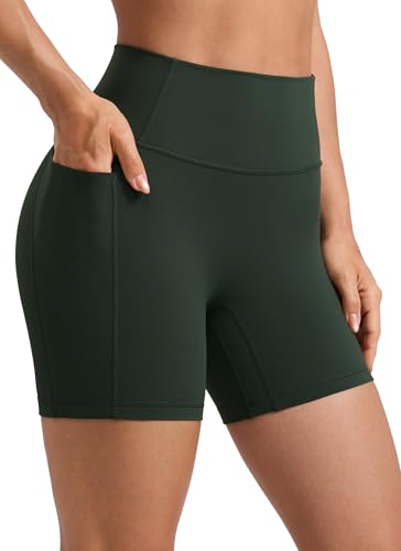 Image of CRZ YOGA Secretsculpt Biker Shorts Pockets 5'' | Booty Scrunch Butt, Butterlift, Buttery Soft, Moderate Compression, Workout, Pilates, No Front Seam, High Waist, for Women