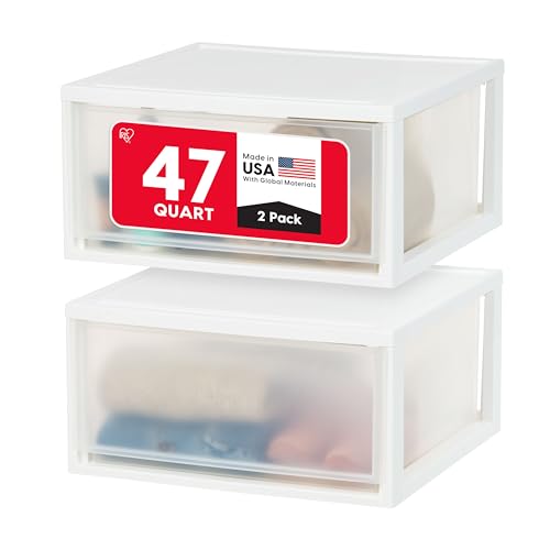 IRIS USA 47 Qt Drawer Organizer - 2 Pack, White