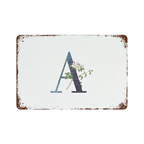 Panneau de jardin lettre A initiale verte monogramme floral