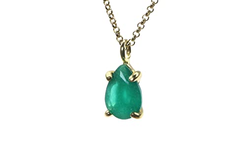 Collier pierres précieuses onyx anémone et pendentif poire verte femme