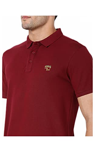 Image of Spykar Men's Slim Fit Polo Neck Half Sleeve Solid Casual T-Shirt