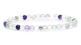 Echtes Regenbogenfluorit Edelstein Armband mit 4mm Perlen - verschiedene Längen - Heilstein Schutzstein Talisman Glücksbringer Geschenk (Fluorit, 18CM)