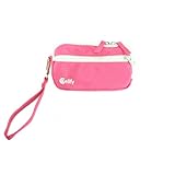 Cellfyスマートフォンポーチ; Hands Free自撮りが容易。ホワイトFuzzy内部、ジッパー、購入もは内蔵の吸盤for taking selfies 。(ピンク)