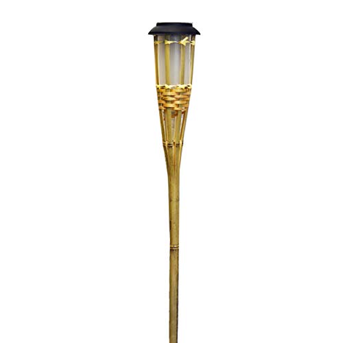 Antorcha de Jardín Lámpara Solar de Bambú, Baliza con Luz Jardín. Luces Solares Exterior 60x8,8 cm