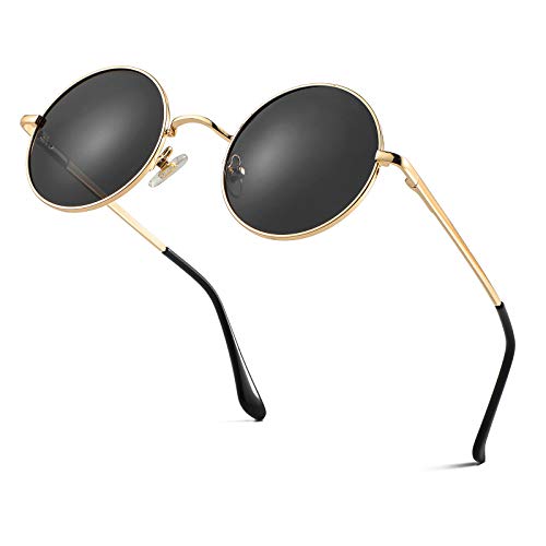 Image of Retro Small Round Polarized Sunglasses for Men Women Circle Hippie Style Sun Glasses