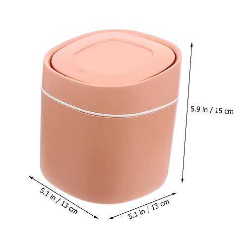 Mini caneca de basura rectangular con tapa rosa miniatura 2