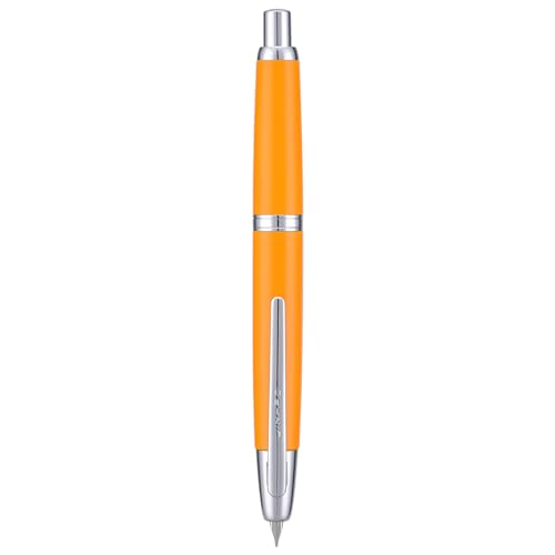 Image of Jinhao 10 Press Fountain Pen with Box, Orange Retractable Fine Nib with Converter Set (Silver Clip)