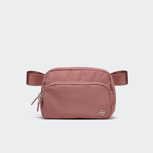 Image of Pander Nylon Crossbody Belt Bag with Excess Strap Keepers, 6-Pocket Adjustable Sling Fanny Pack for Travel and Everyday Carry, Mauve Pink