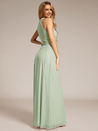 Image of Ever-Pretty Women's Glitter Halter Sleeveless Formal Dresses Evening Gowns Pleated A-line Wedding Guest Dress 41961