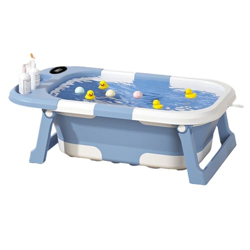 Quxxuolベビーバスタブ 折りたたみ式ベビーバスマット ベビー用品 子供用浴槽 子供用センサー 新生児用バスチェア 滑り止め設計 触覚温度センサー付き 三色水温リマインダー 保管が簡単 持ち運びが簡単 小型でスペースをとりません 温度ロックと断熱設計