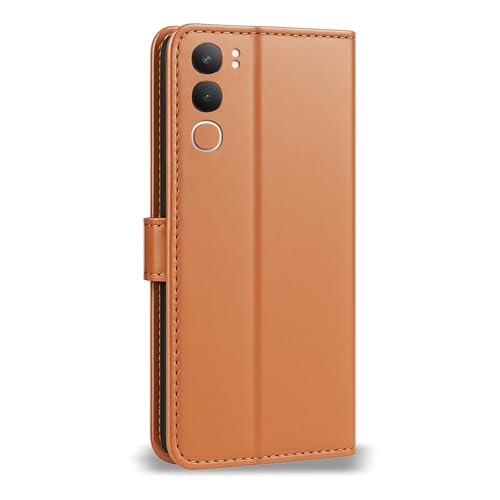 Image of AIBEX Shock Proof Flip Compatible for Vivo Y29 5G Flip Cover Leather Finish | Inside TPU with Card Pockets | Wallet Stand | Complete Protection Flip Case - Brown