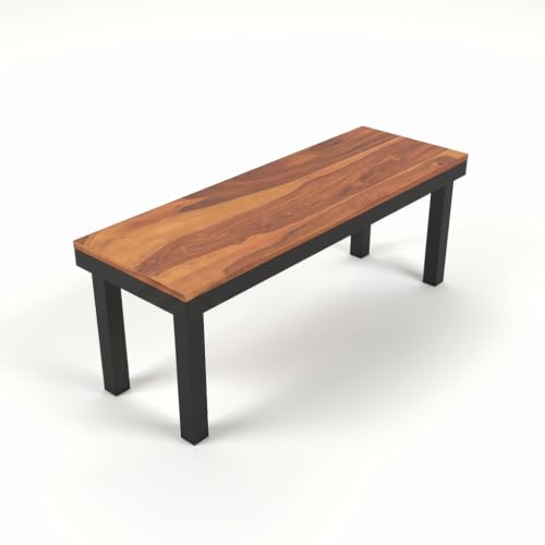 Image of Solid Wood Dining 3 Seater Sitting Table for Living Room | Wooden Bench for Living Room | Table for Sitting Balcony | Honey Finish