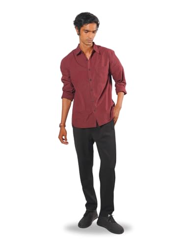 Image of Eszett Men's Full Sleeve Checkered Regular Fit Red Checks Shirt