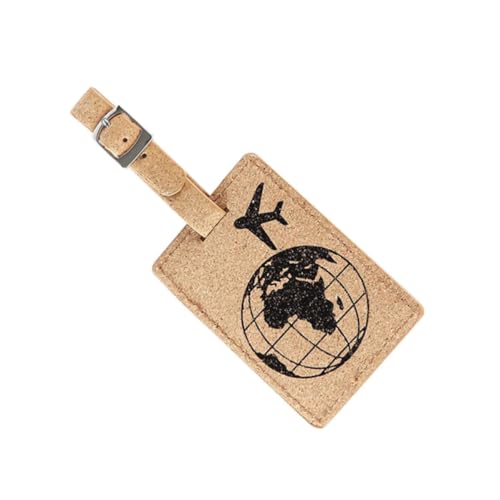 PLAFOPE Etiqueta de Equipaje de Cuero Artificial Resistente y Multifuncional Diseño de Madera, Tamaño Estándar y Identificación Fiable para Maletas y Mochilas, Adecuado para Viajes