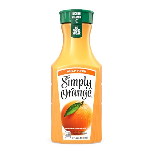 Simply Orange Juice, 52 fl oz, 100% Juice Not from Concentrate, Pulp Free