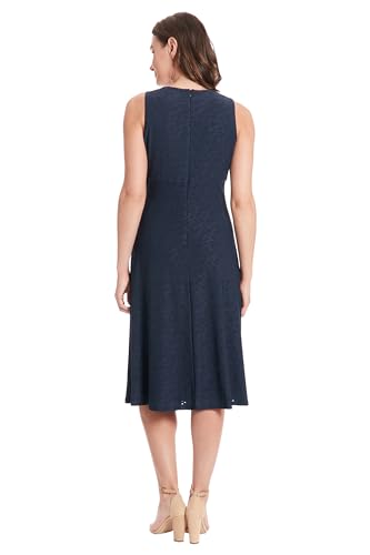London Times Women's Dresses Sleeveless Fit and Flare Dress with Pleat Tucks and Keyhole Detail at Neck3