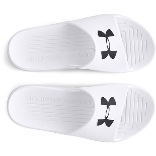 Under Armour Sandales CORE Path, claquettes pour hommes idéales pour le vestiaire ou la piscine, sandales ultra-respirantes, Hommes, White / White / Black, 45