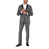 [Pkrboro] メンズツーピーススーツ スリムフィット ノッチドラペル 2つボタン タキシード ジャケット パンツ