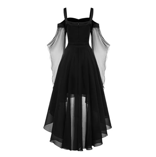 Generic Women Witch Dress Renaissance Medieval Vampire Costume Halloween Cosplay Butterfly Sleeve Mesh Gothic Dress