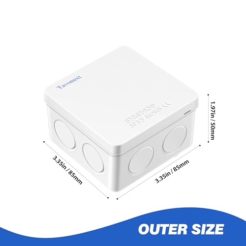 Waterproof 3.4"x3.4"x2" Junction Box with 7 Reserved Holes - IP55 Sturdy ABS Enclosure - White