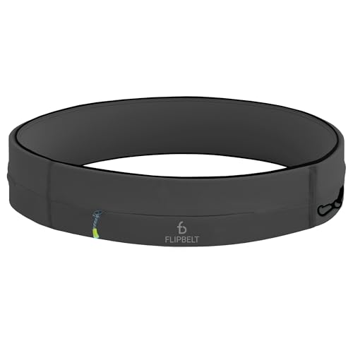FlipBelt Cinto de treino de corrida e fitness, carbono, grande, Carbono, Large, Flipbelt Zíper