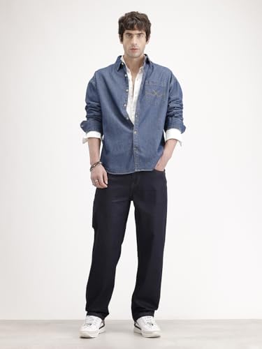 Image of WROGN Men's Pure Cotton Jeans | Solid | Loose Fit