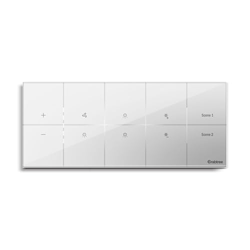 Image of Havells Crabtree iSense Smart Monoblock Touch Panel with1 Fan, 3 ON /OFF Switch, 1 Dimmer, 2 scene (White) I Compatible with 6M Gang Box I Mesh connectivity I Compatible with Alexa, Google Home