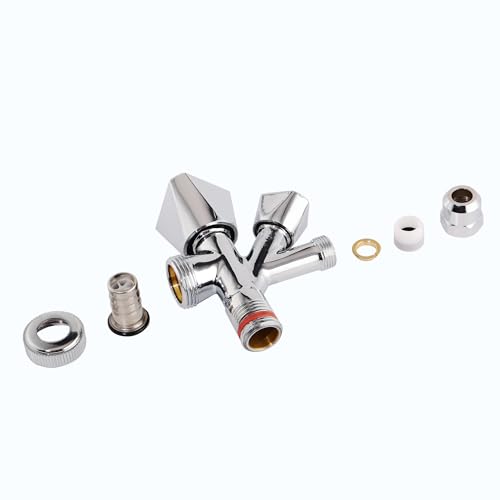 KOOBON Kombi Eckventil Selbstdichtend, 1/2 Wandanschluss, 3/8 Schlauchanschluss, Chrom Kombinations-Eckventil für Kalt und Warmwasserleitungen