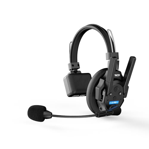 SYNCO XTALK XPRO Wireless Intercom Headset, 2.4GHz Full Duplex Wireless Communication Headset 500m/1640ft with Noise Reduction, Xtalk-Xpro1-Wireless-H