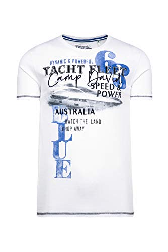 Camp David Herren Rundhalsshirt mit Label-Applikationen