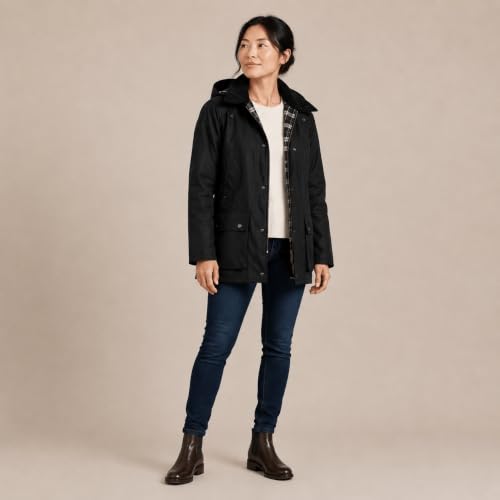 Romneys Veste en coton ciré Country, imperméable, noir, XS – vue 3