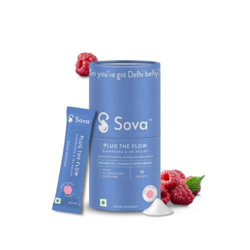 Sova Gut Health Supplements for Leaky Gut | IBS Relief | Prevent Loose Stools, Diarrhea, Upset Stomach | Clinically Researched Prebiotics, Probiotics & Digestive Enzymes | 5 Billion CFUs | 30 Vegan Sachets For Men and Women | 1 Month Supply